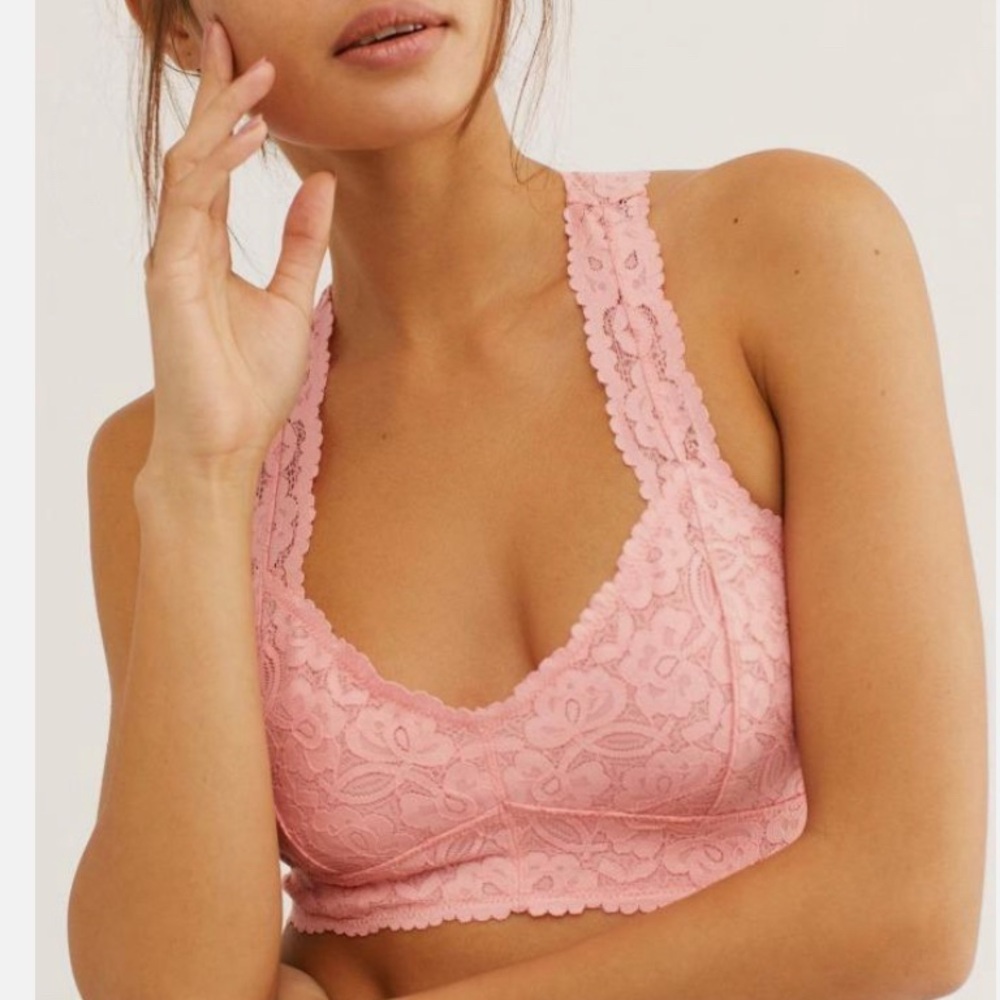 INTIMATELY FREE PEOPLE LACE RACERBACK BRALETTE PINK BNWT Size - S